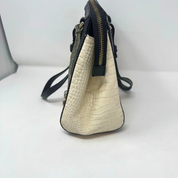 Brahmin Alice Carry All Shoulder Bag Tri Texture Ivory Gray Black Charm READ - Picture 8 of 14